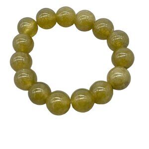 Natural Stone Round Beaded Stretch Bracelet